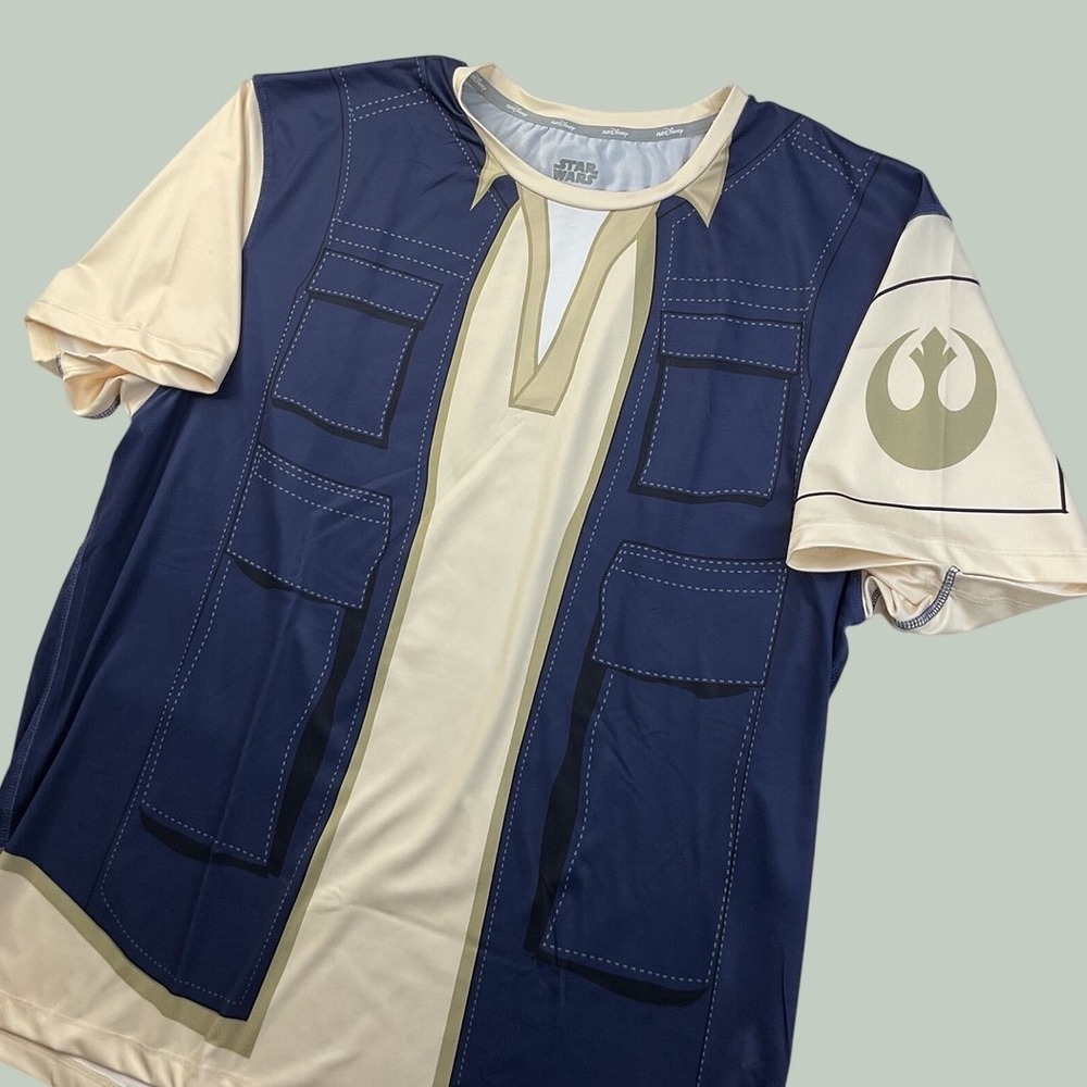 runDisney Star Wars shirt Han Solo Performance  Mens XXL Blue Tan Rebel Alliance